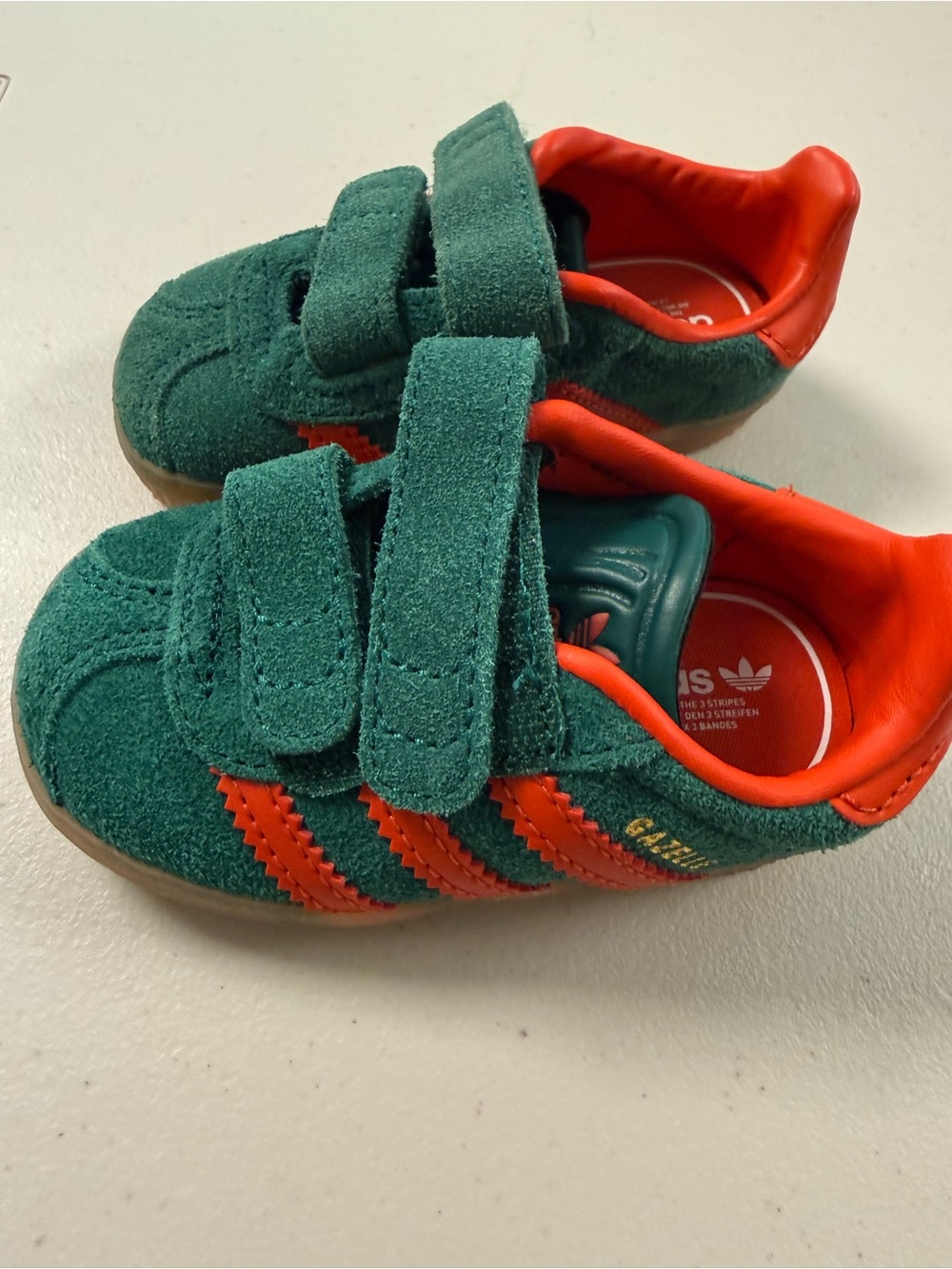 adidas Kids gazelle suede in Green with Orange Trim